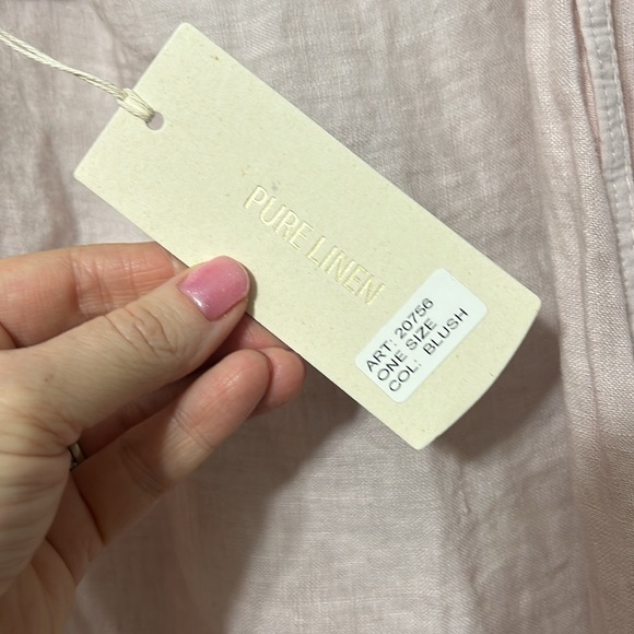 Bella Umbra Pink Linen open front topper lace trim Made In Italy OS - Picture 4 of 6